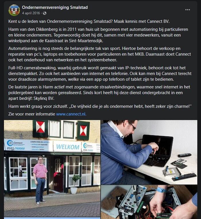 Maak kennis met Cannect BV – Ondernemersvereniging Smalstad op Facebook